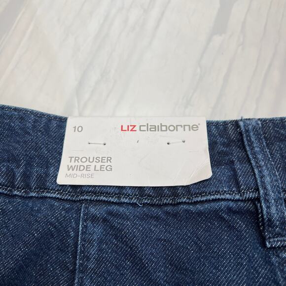 Liz Claiborne Loose Fit Wide Leg Trouser/ Mid Rise Blue jeans Size 10 - Picture 11 of 11